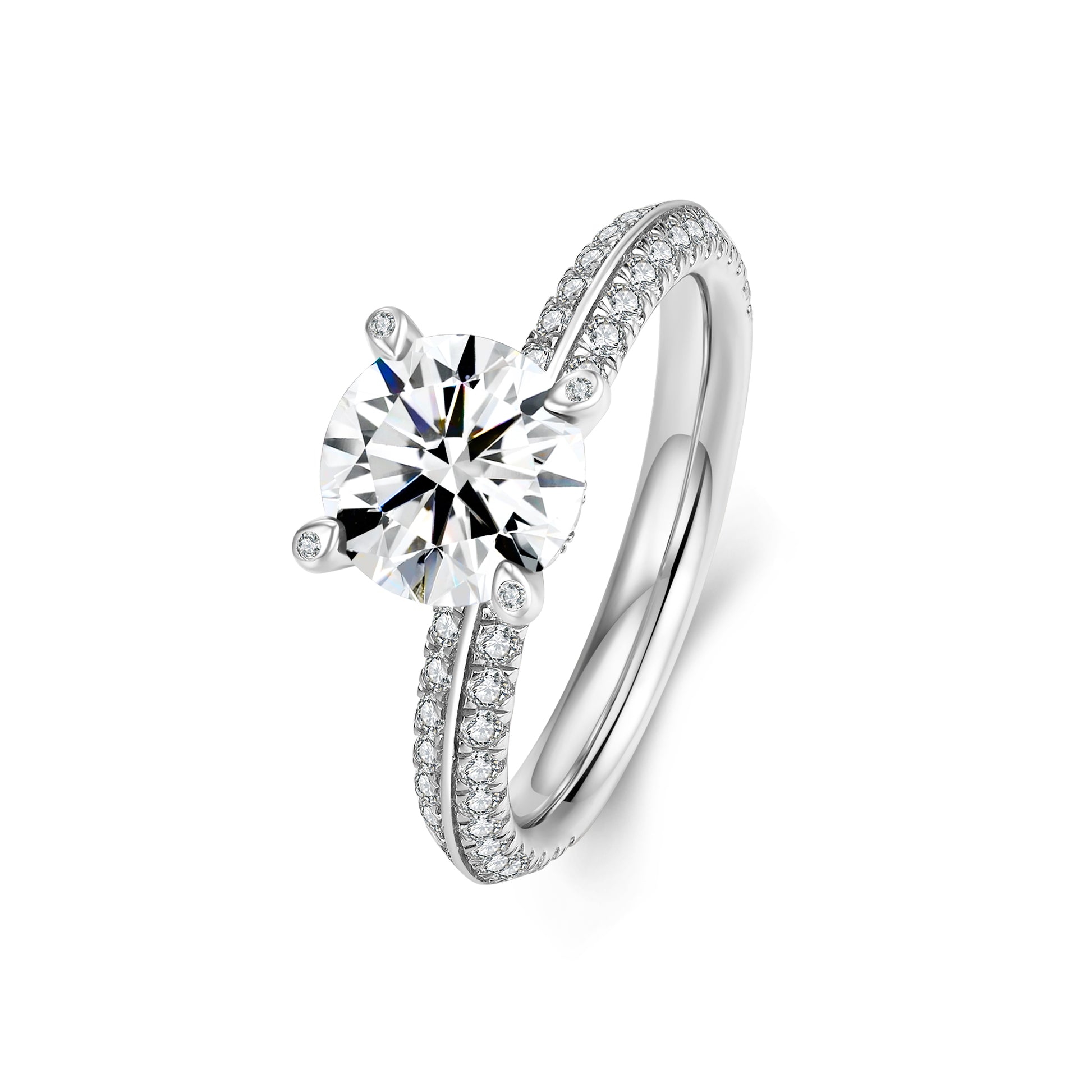 Rose Pink Round Solitaire Lab Diamond Ring in Platinum - Neoshine