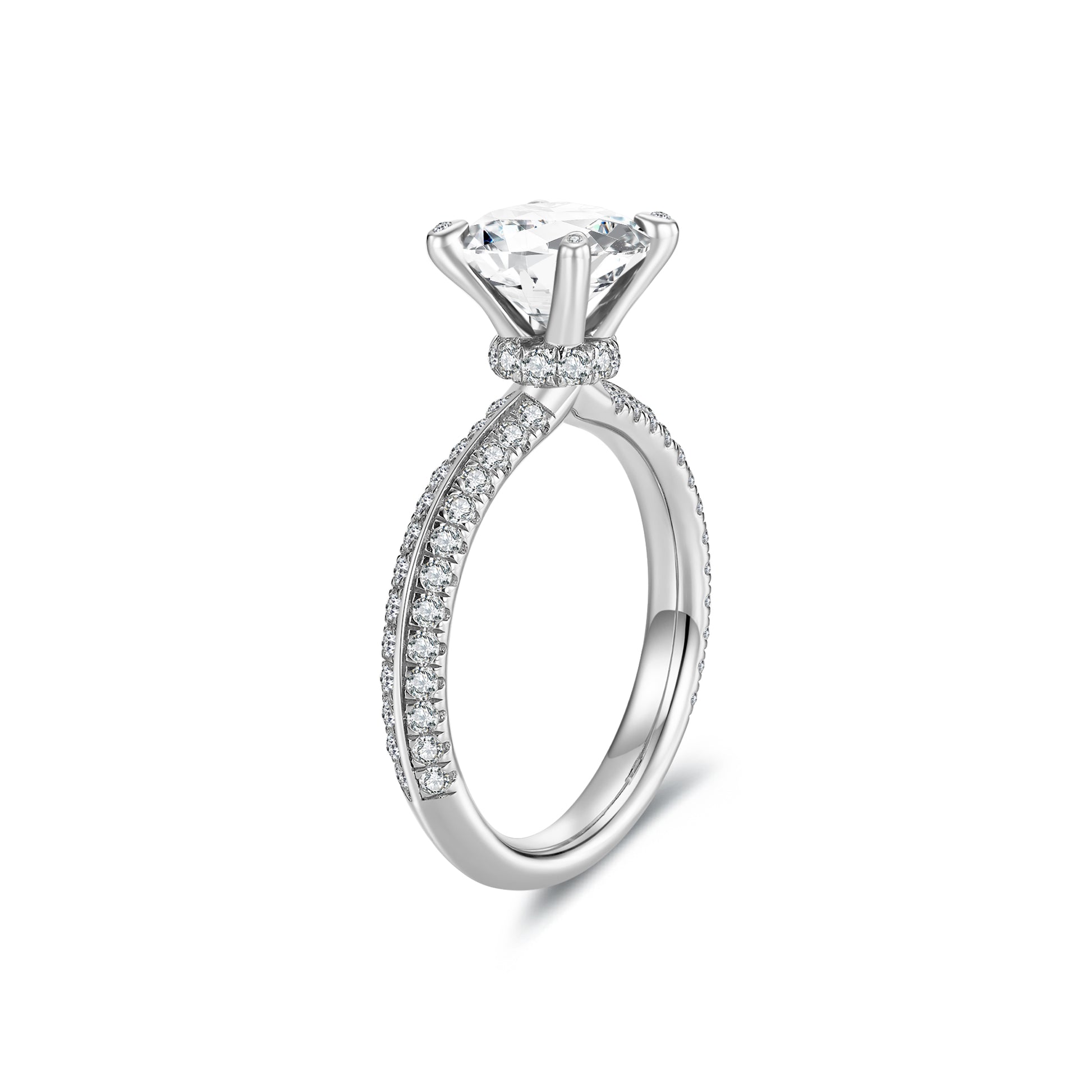 Rose Pink Round Solitaire Lab Diamond Ring in Platinum - Neoshine