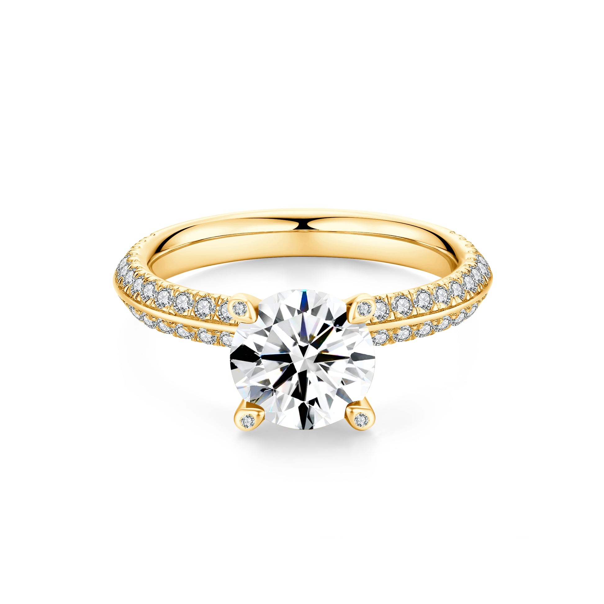 Rose Pink Round Solitaire 18K Yellow Gold Lab Diamond Ring - Neoshine