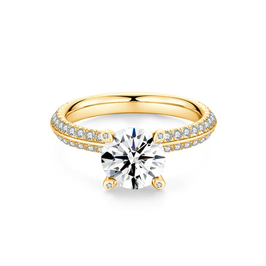 Rose Pink Round Solitaire Lab Diamond Ring in 14K Yellow Gold
