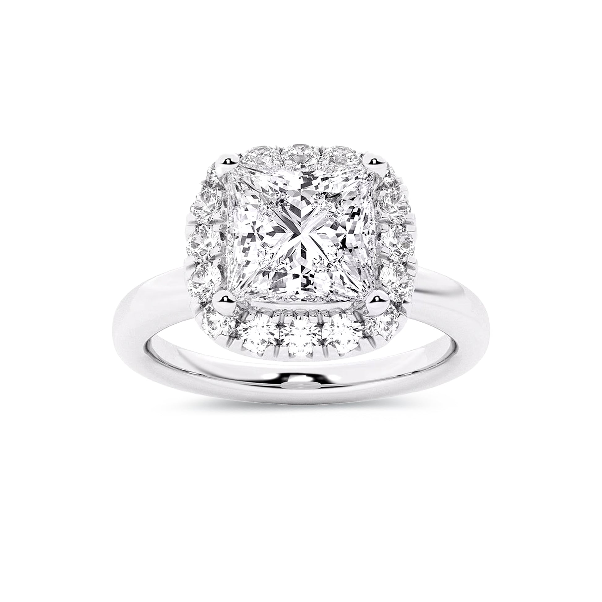 Halo Princess Lab Diamond Ring in Platinum 4 Prong Setting - Neoshine