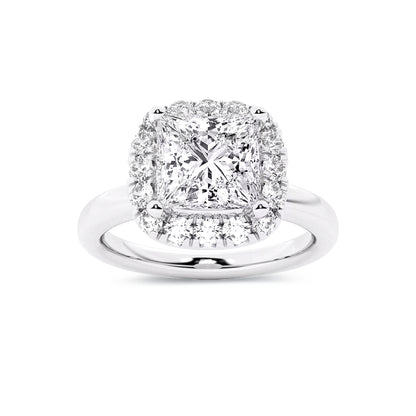 Halo Princess Lab Diamond Ring in Platinum 4 Prong Setting - Neoshine