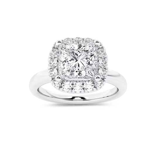 Halo Princess Lab Diamond Ring in Platinum 4 Prong Setting - Neoshine