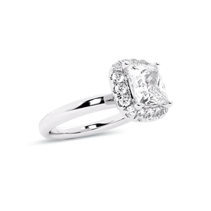Halo Princess Lab Diamond Ring in Platinum 4 Prong Setting - Neoshine