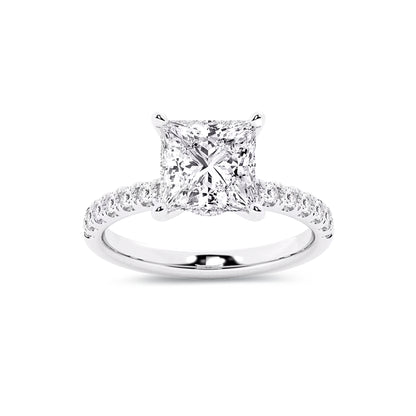 Hidden Halo Princess Lab Diamond Ring in Platinum 4 Prong Setting - Neoshine