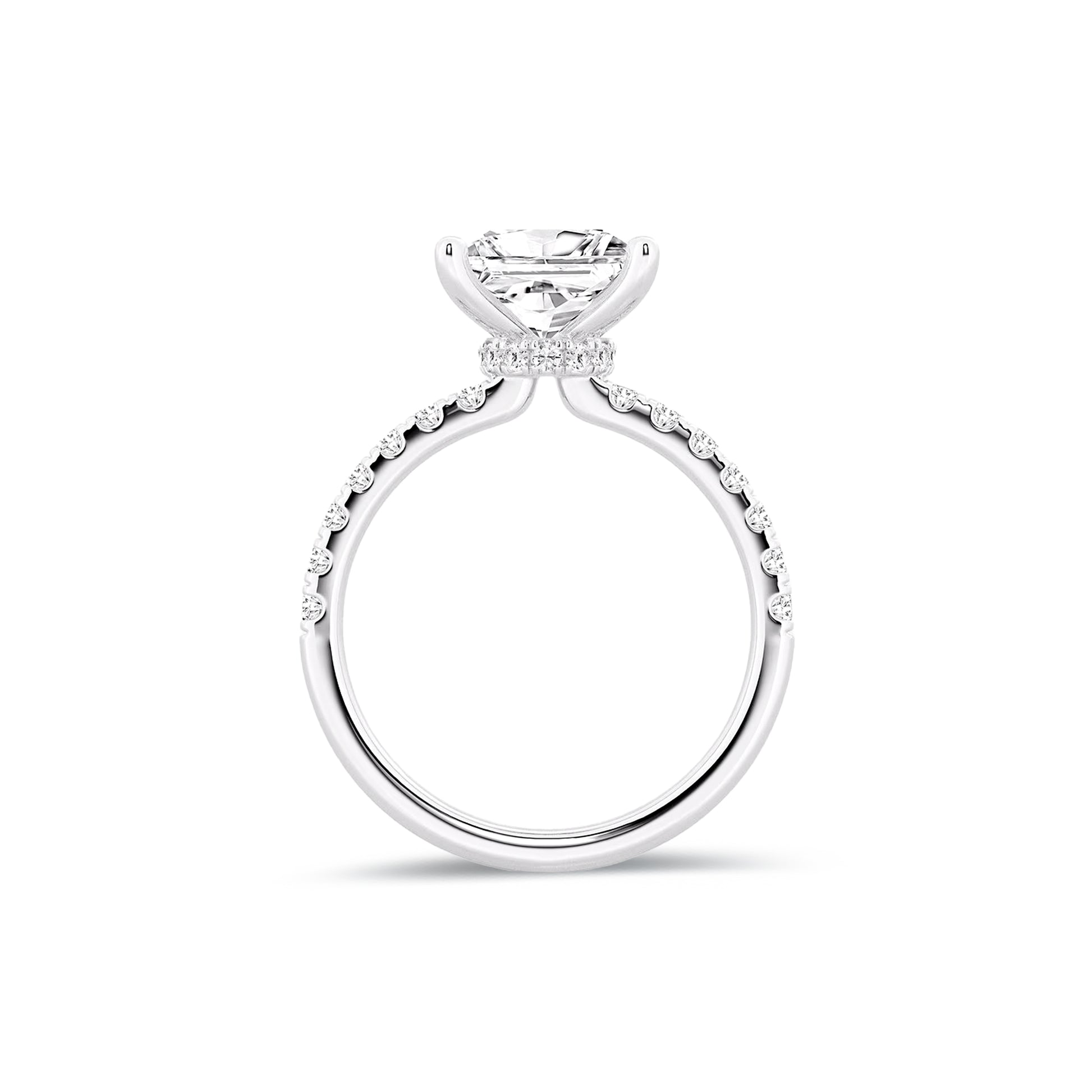 Hidden Halo Princess Lab Diamond Ring in Platinum 4 Prong Setting - Neoshine