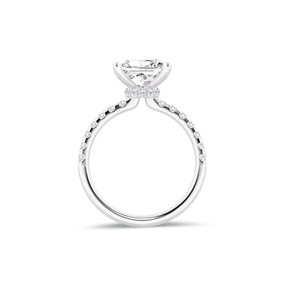 Hidden Halo Princess Lab Diamond Ring in Platinum 4 Prong Setting - Neoshine
