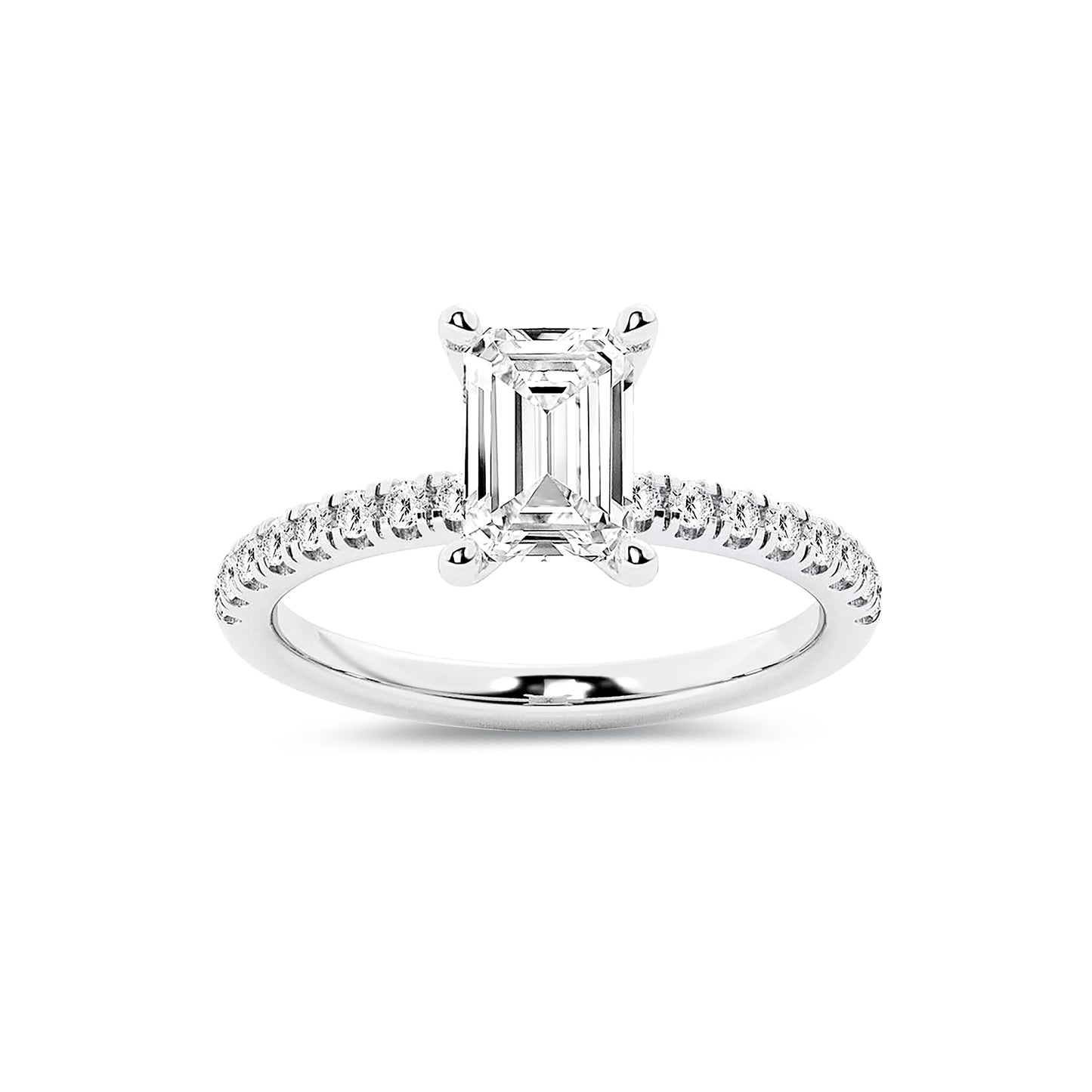 Hidden Halo Emerald Lab Diamond Ring in Platinum 4 Prong Setting - Neoshine