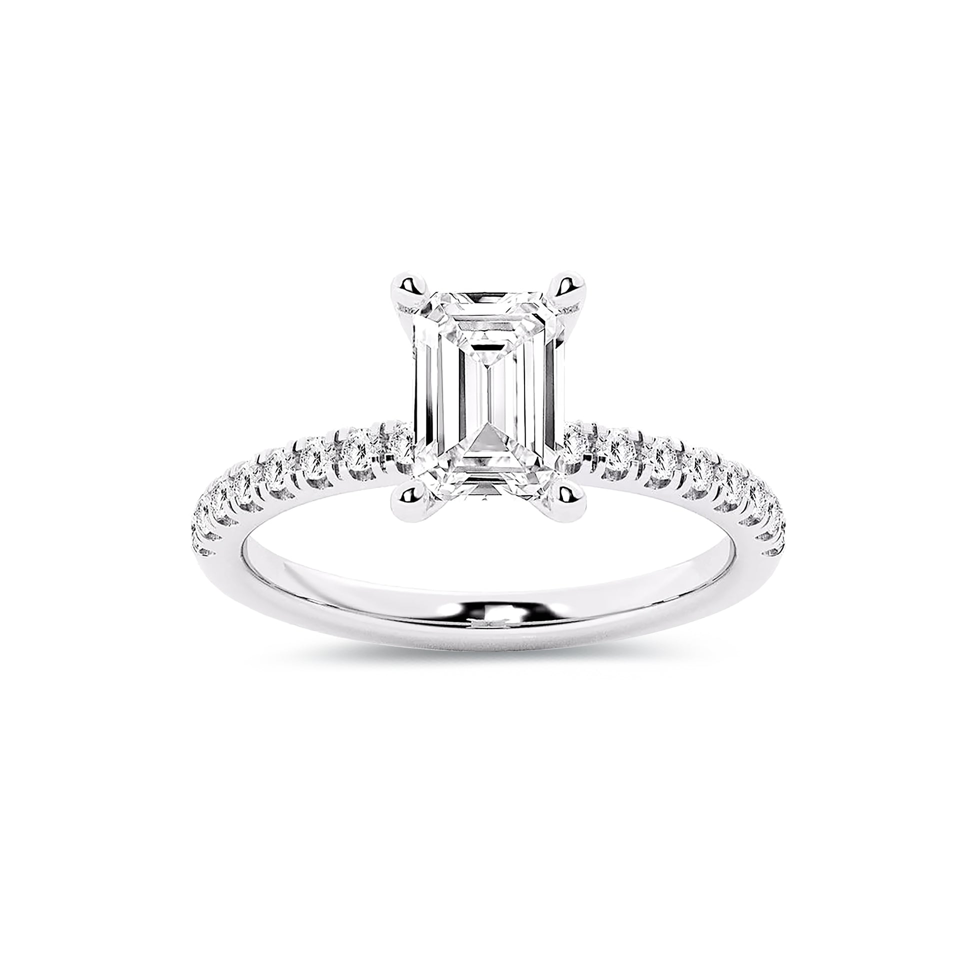 Hidden Halo Emerald Lab Diamond Ring in Platinum 4 Prong Setting - Neoshine