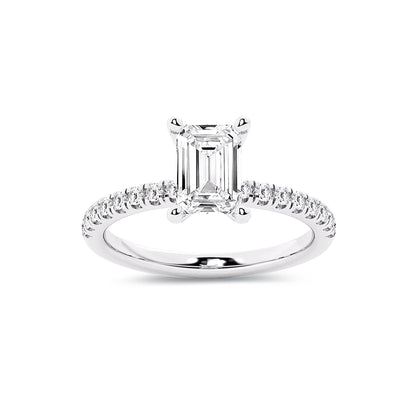 Hidden Halo Emerald Lab Diamond Ring in Platinum 4 Prong Setting - Neoshine