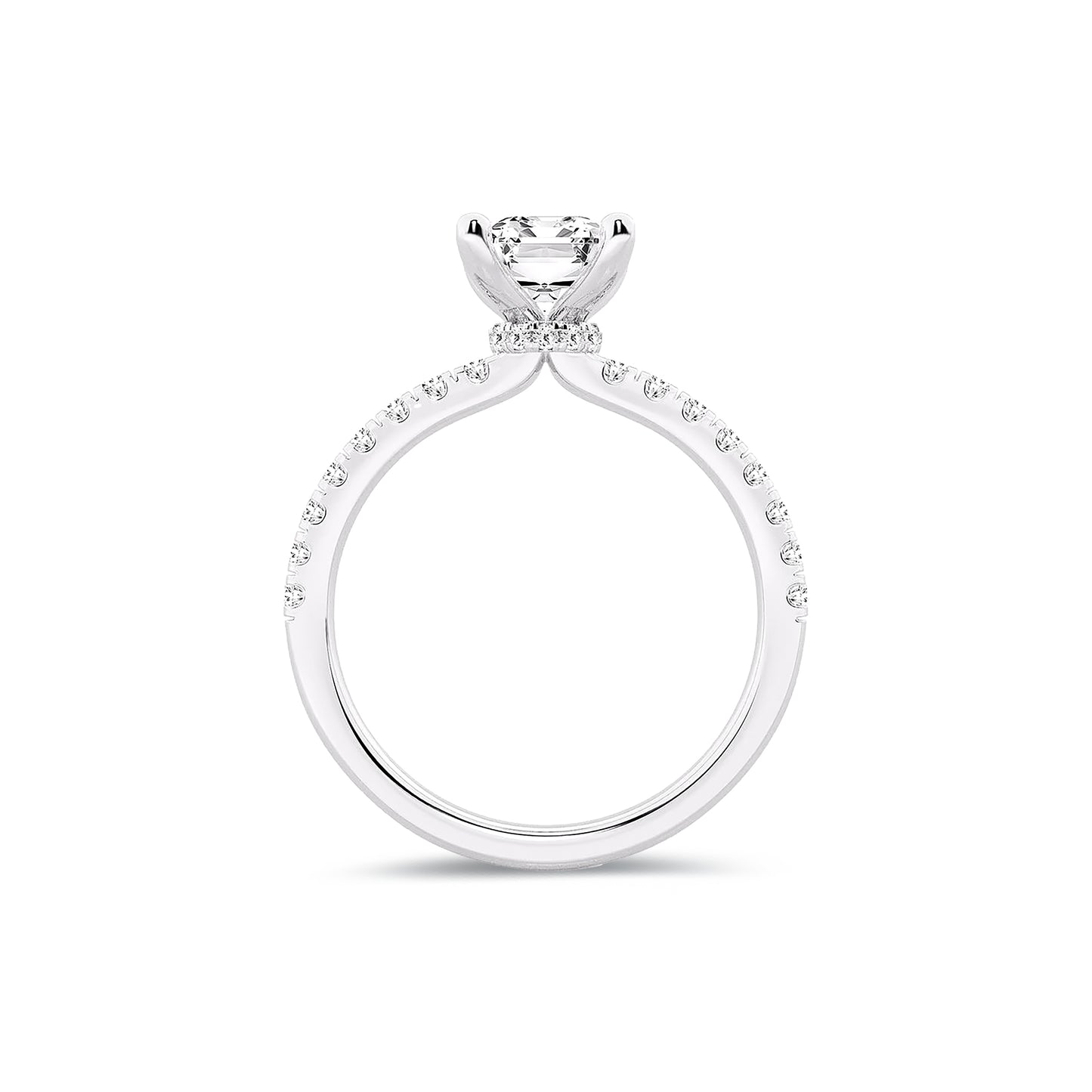 Hidden Halo Emerald Lab Diamond Ring in Platinum 4 Prong Setting - Neoshine