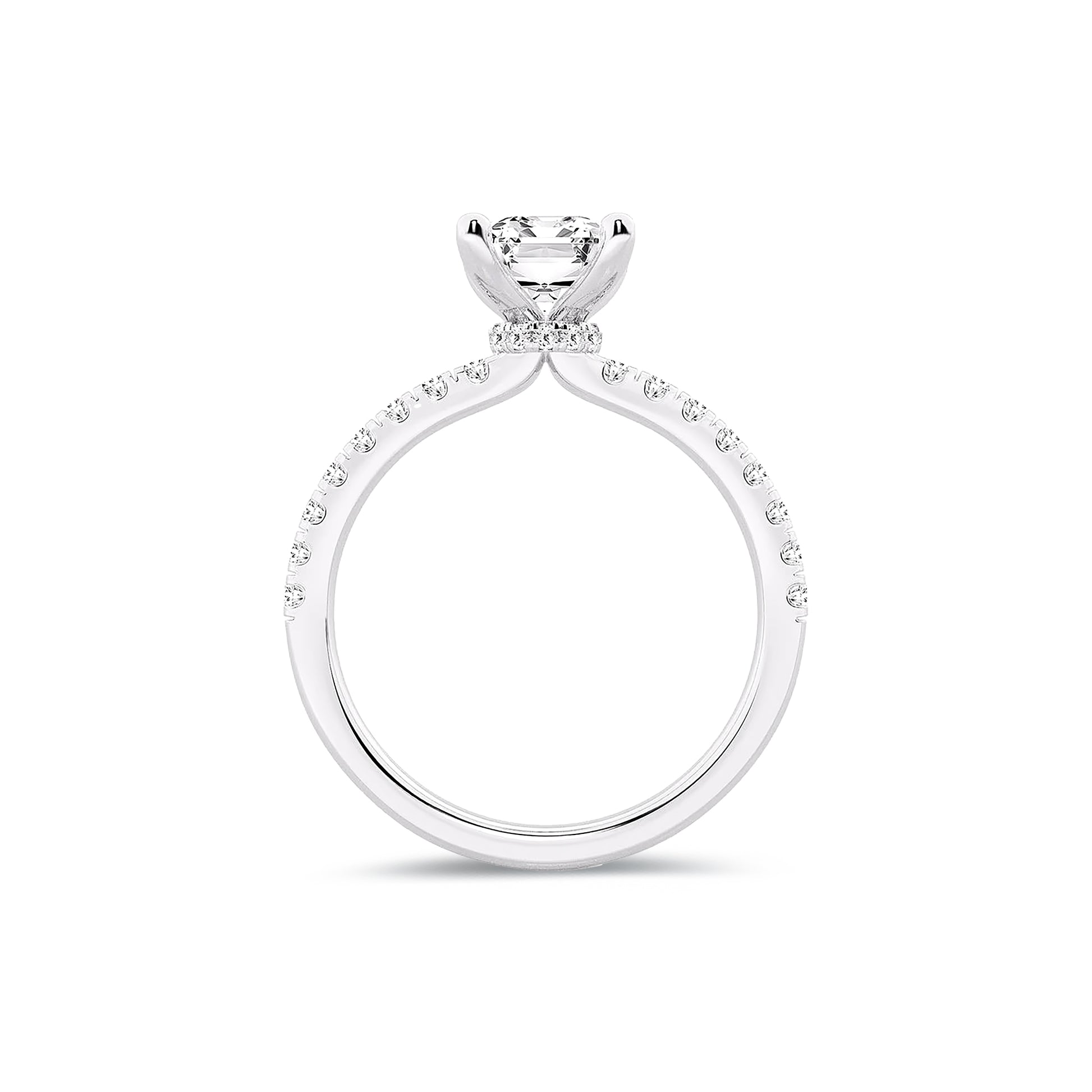 Hidden Halo Emerald Lab Diamond Ring in Platinum 4 Prong Setting - Neoshine
