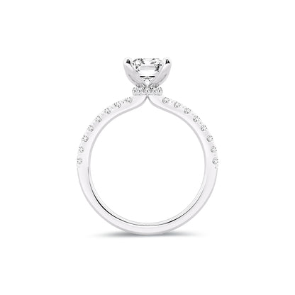 Hidden Halo Emerald Lab Diamond Ring in Platinum 4 Prong Setting - Neoshine