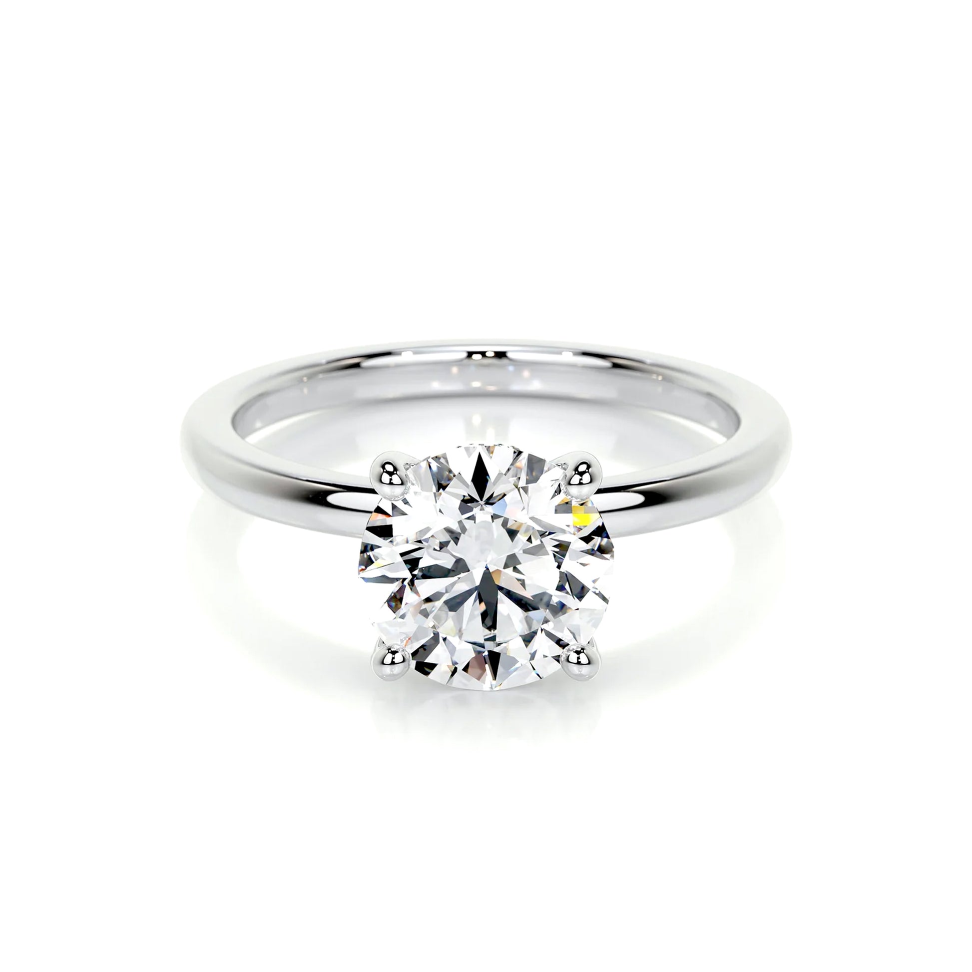 Hidden Halo Round Lab Diamond Ring in Platinum 4 Prong Setting - Neoshine