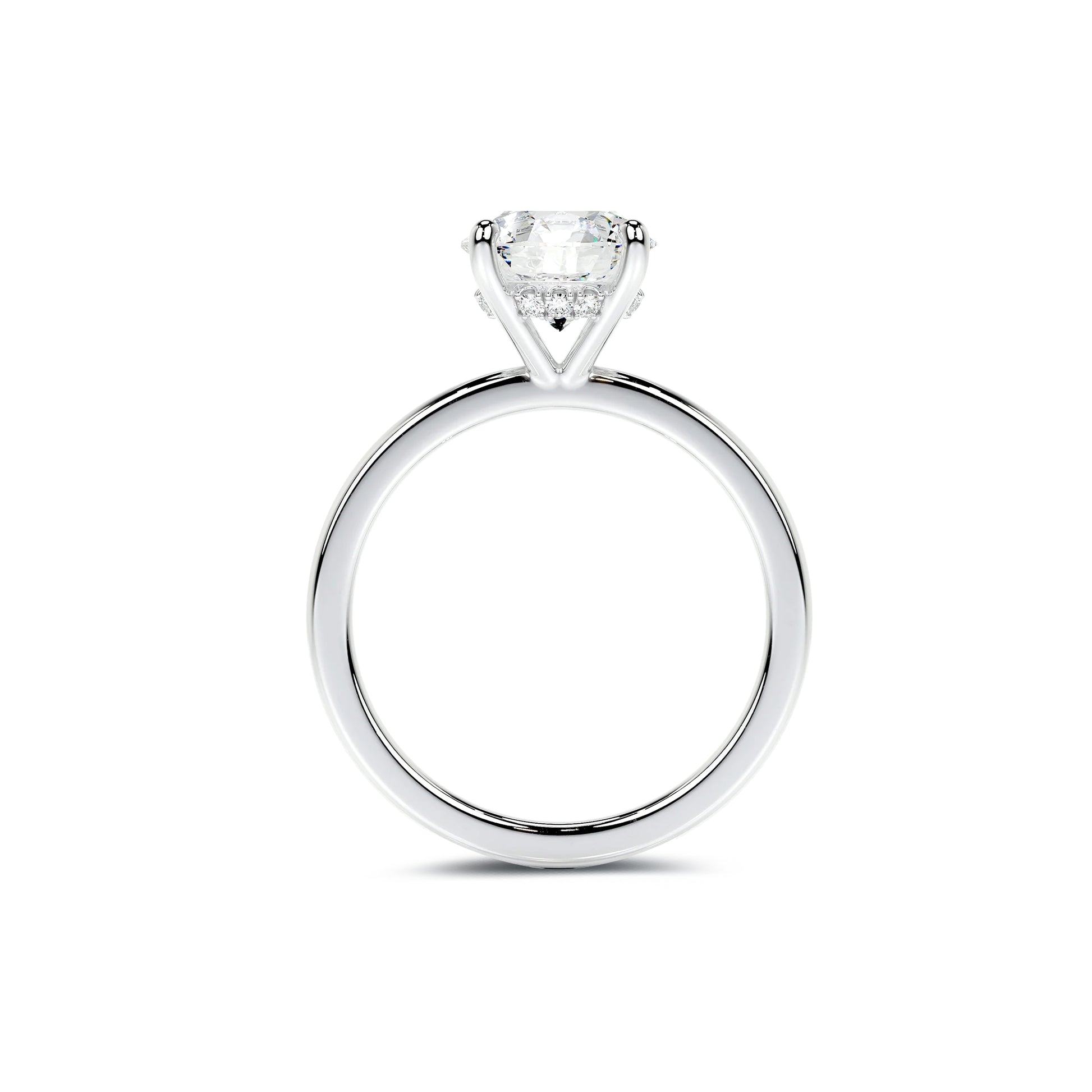 Hidden Halo Round Lab Diamond Ring in Platinum 4 Prong Setting - Neoshine