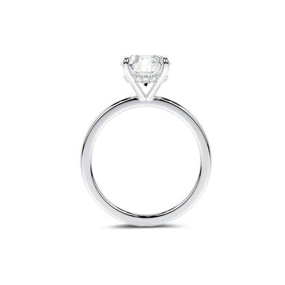 Hidden Halo Round Lab Diamond Ring in Platinum 4 Prong Setting - Neoshine