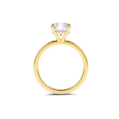 Hidden Halo Round Lab Diamond Ring in 18K Yellow Gold 4 Prong Setting - Neoshine