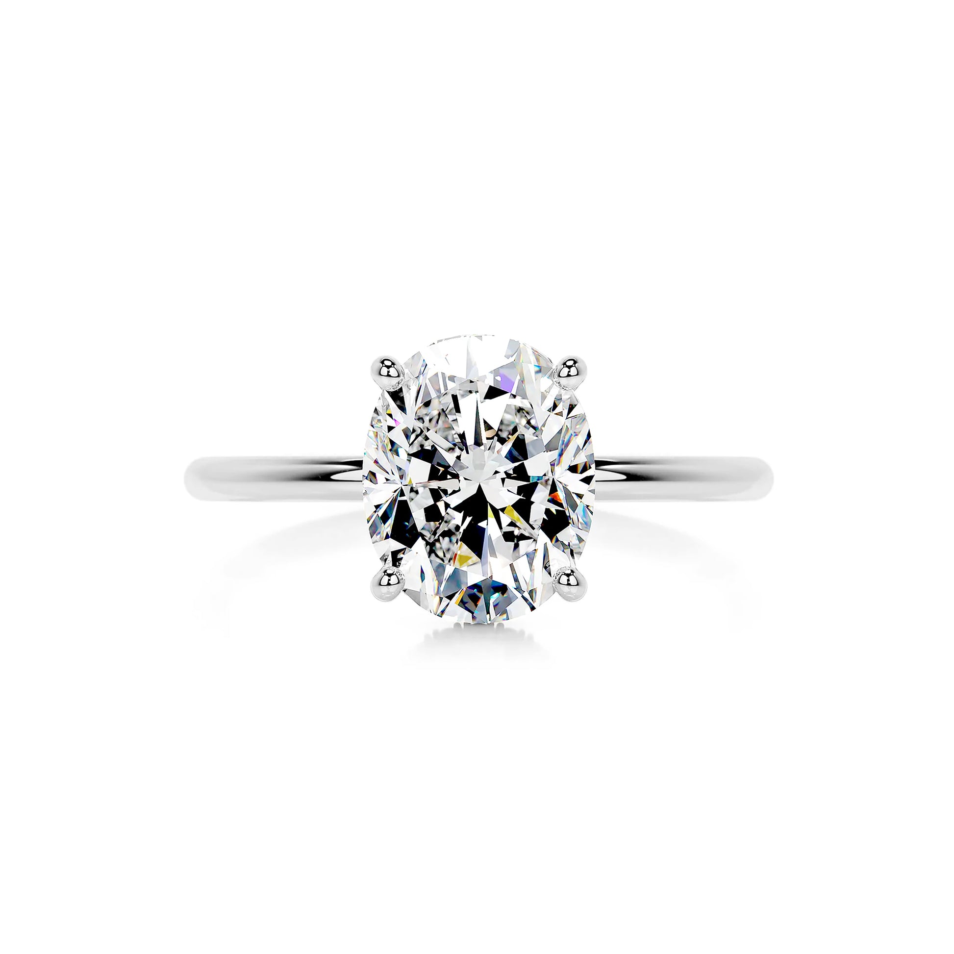 Hidden Halo Oval Lab Diamond Ring in Platinum 4 Prong Setting - Neoshine