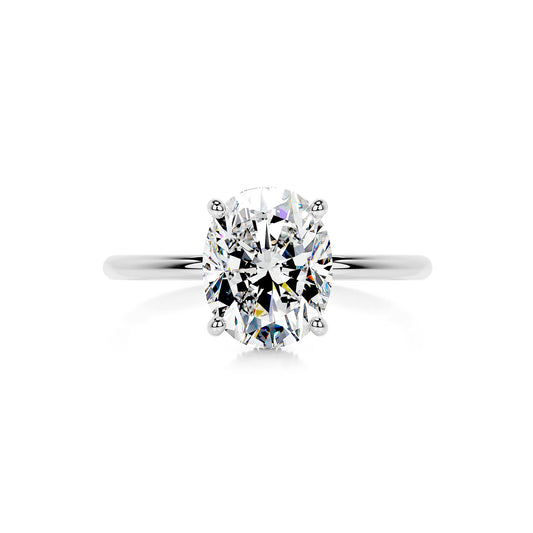 Hidden Halo Oval Lab Diamond Ring in Platinum 4 Prong Setting - Neoshine
