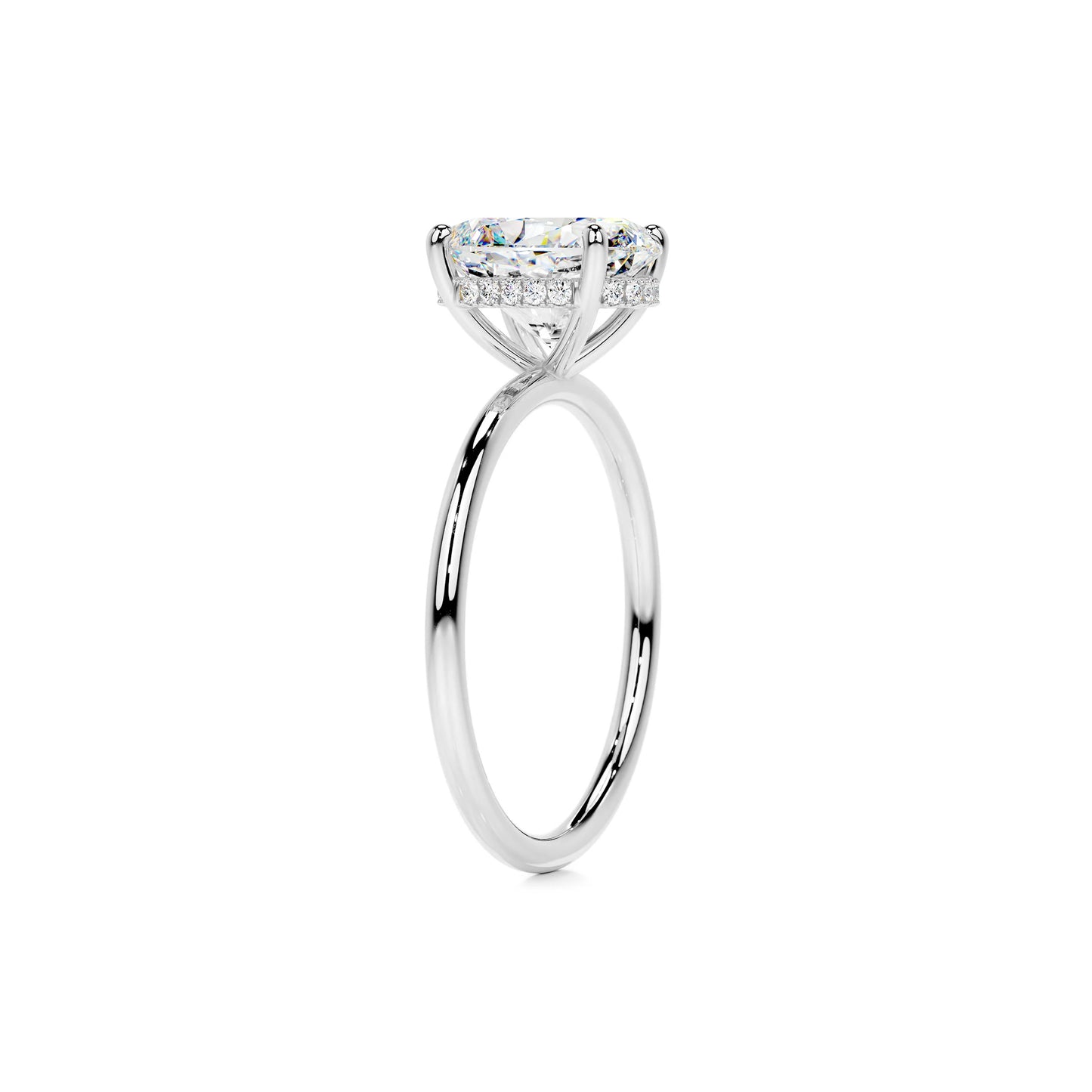 Hidden Halo Oval Lab Diamond Ring in Platinum 4 Prong Setting - Neoshine