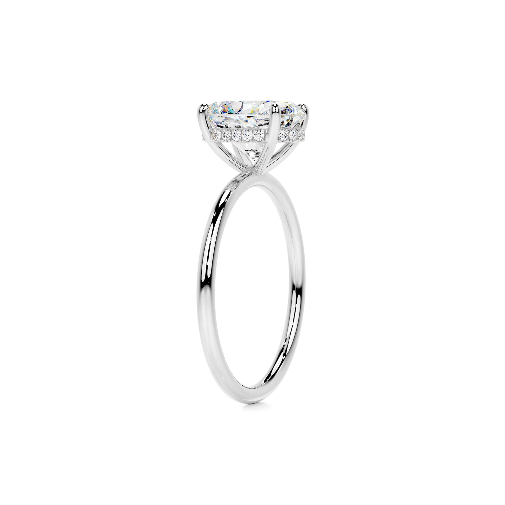 Hidden Halo Oval Lab Diamond Ring in Platinum 4 Prong Setting - Neoshine