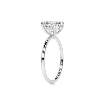 Hidden Halo Oval Lab Diamond Ring in Platinum 4 Prong Setting - Neoshine
