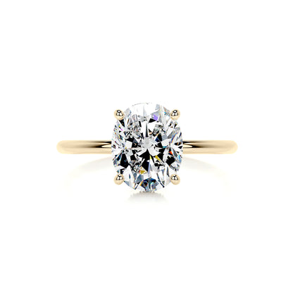 Hidden Halo Oval Lab Diamond Ring in 18K Yellow Gold 4 Prong Setting - Neoshine