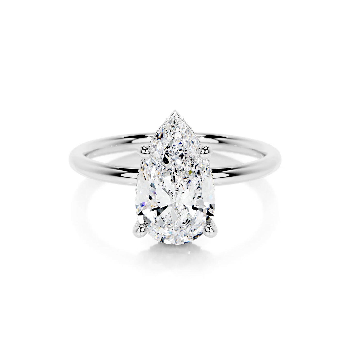 Hidden Halo Pear Lab Diamond Ring in Platinum Setting - Neoshine