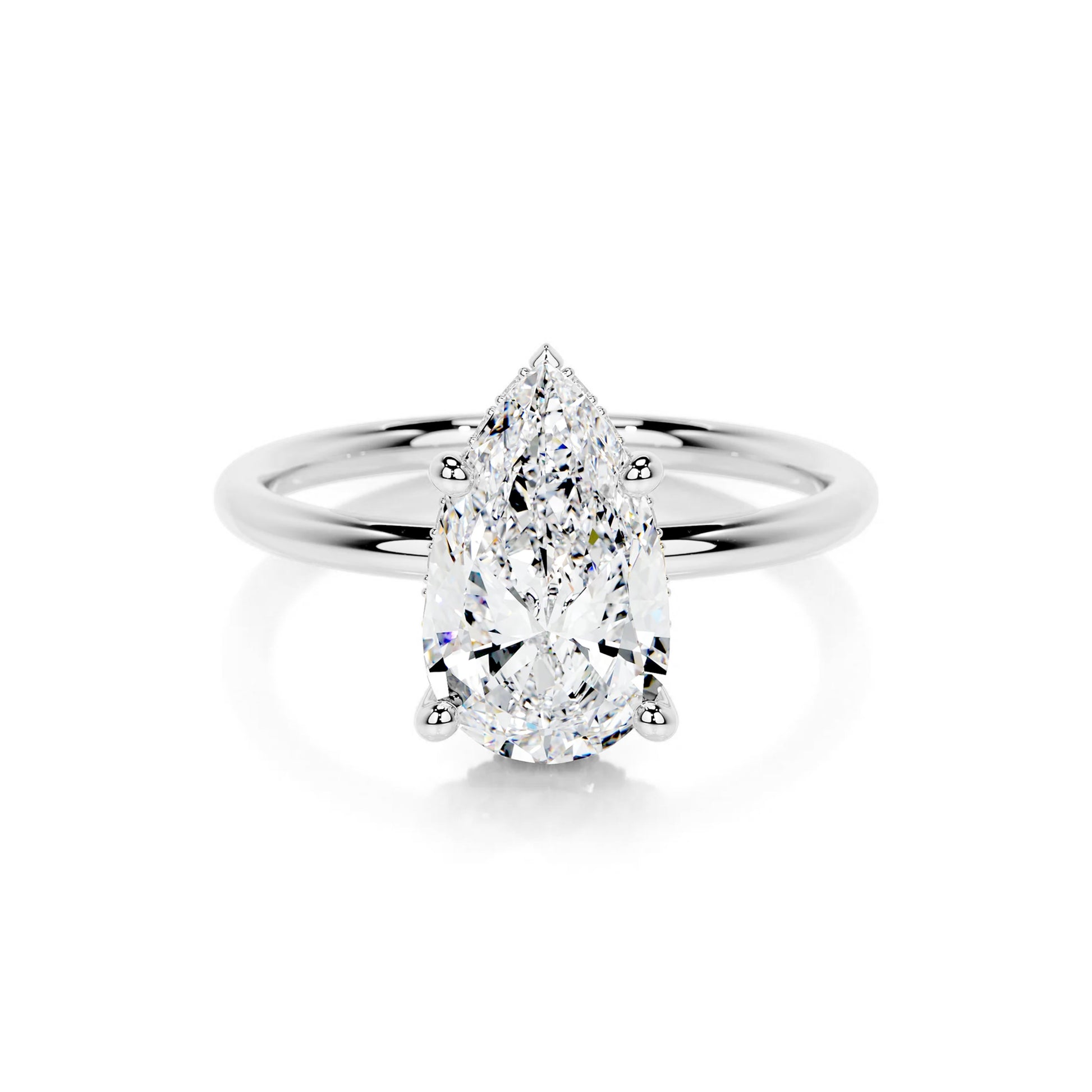 Hidden Halo Pear Lab Diamond Ring in Platinum Setting - Neoshine