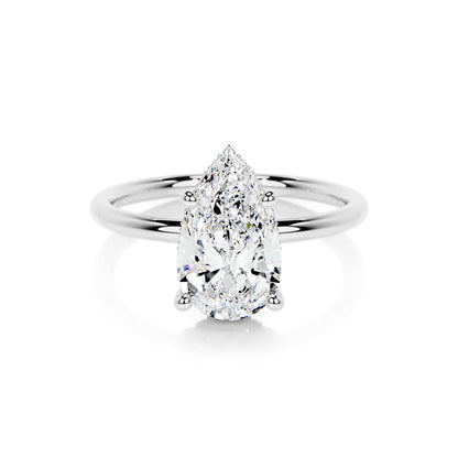 Hidden Halo Pear Lab Diamond Ring in Platinum Setting - Neoshine