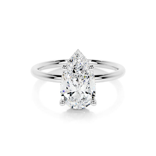 Hidden Halo Pear Lab Diamond Ring in Platinum Setting - Neoshine