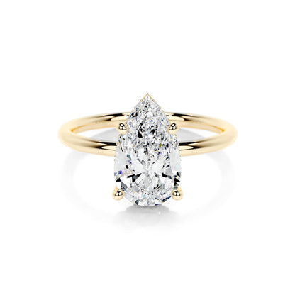 Hidden Halo Pear Lab Diamond Ring in 18K Yellow Gold Setting - Neoshine