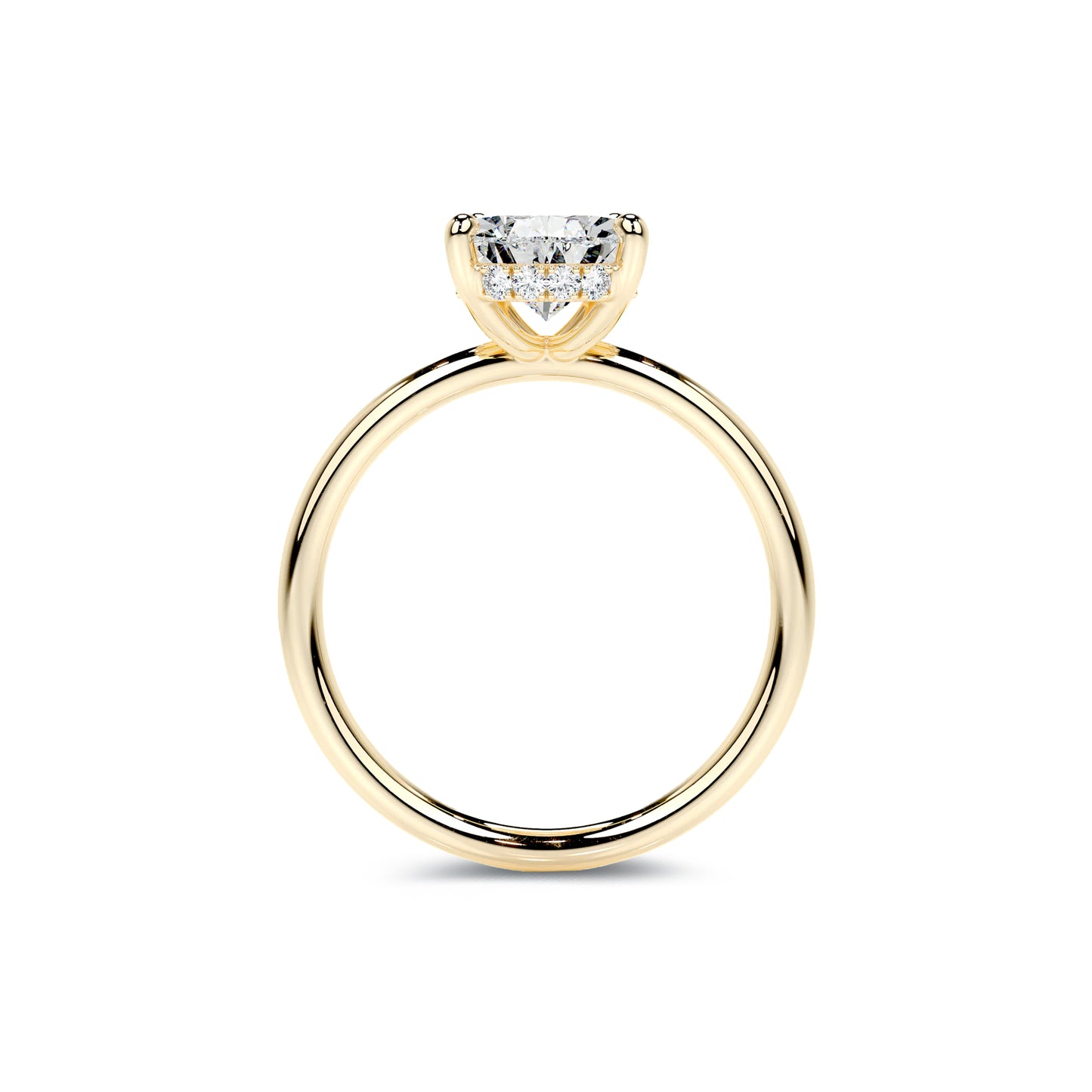 Hidden Halo Pear Lab Diamond Ring in 18K Yellow Gold Setting - Neoshine