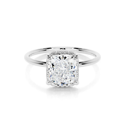 Hidden Halo Cushion Lab Diamond Ring in Platinum 4 Prong Setting - Neoshine