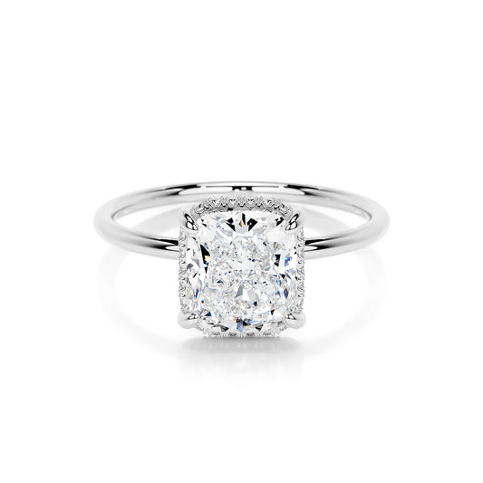 Hidden Halo Cushion Lab Diamond Ring in Platinum 4 Prong Setting - Neoshine