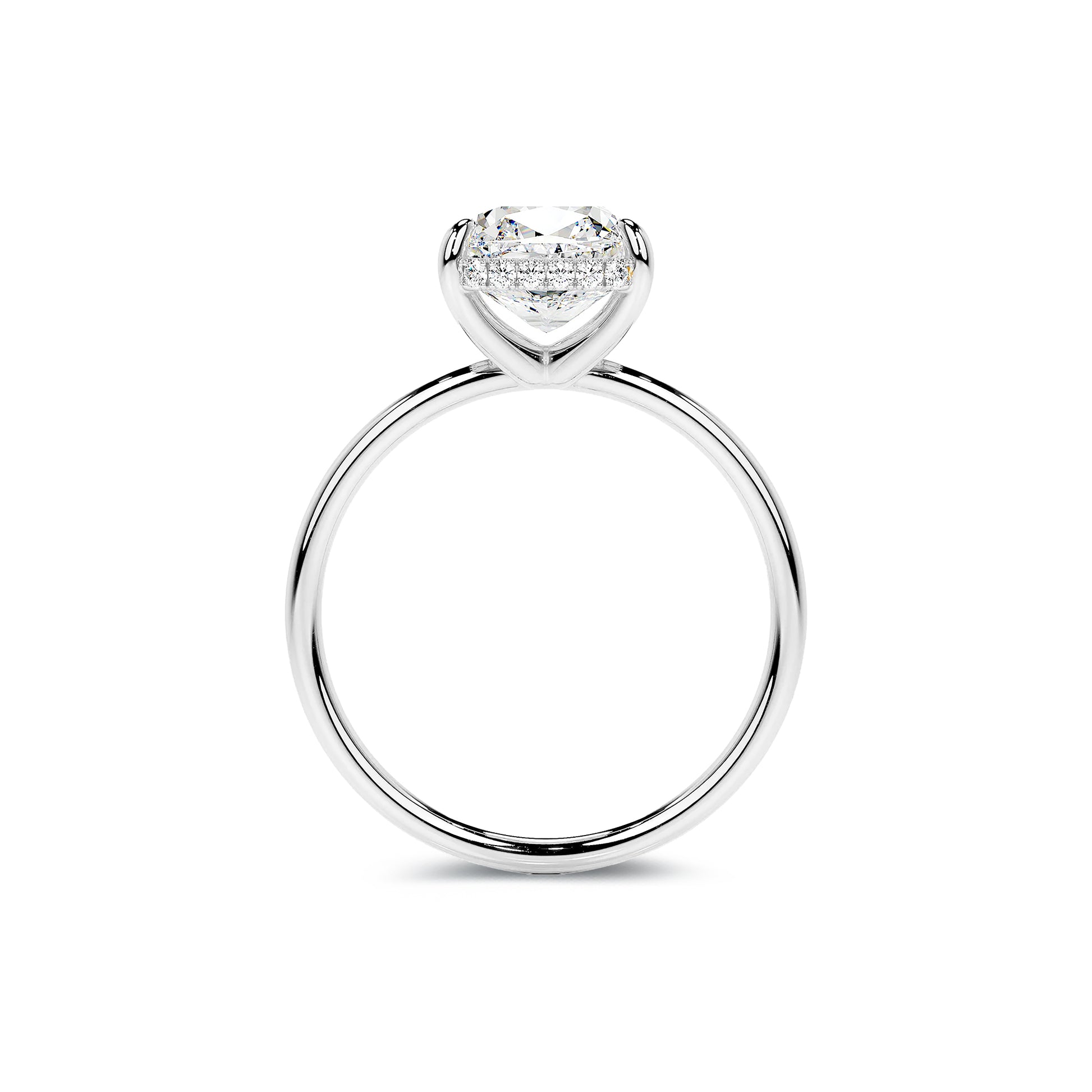 Hidden Halo Cushion Lab Diamond Ring in Platinum 4 Prong Setting - Neoshine