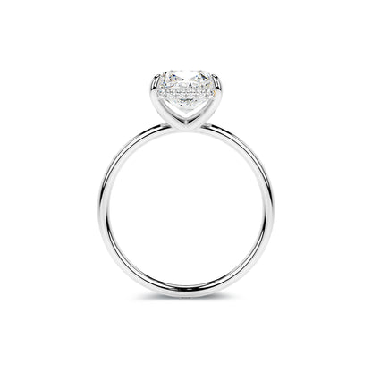 Hidden Halo Cushion Lab Diamond Ring in Platinum 4 Prong Setting - Neoshine