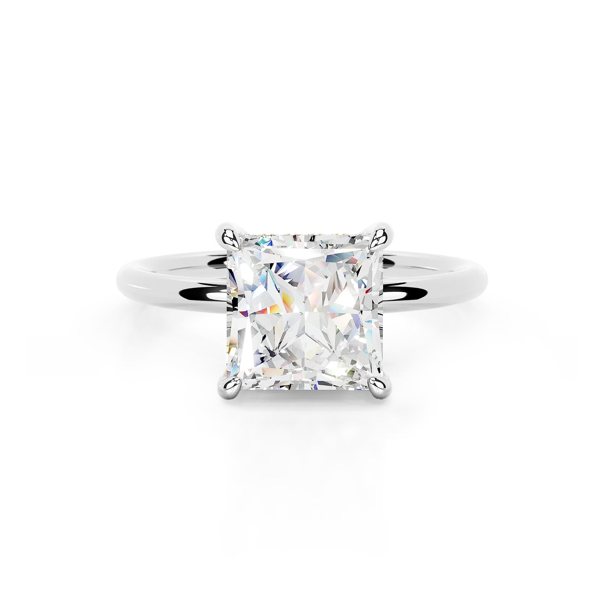 Hidden Halo Princess Lab Diamond Ring in Platinum 4 Prong Setting - Neoshine