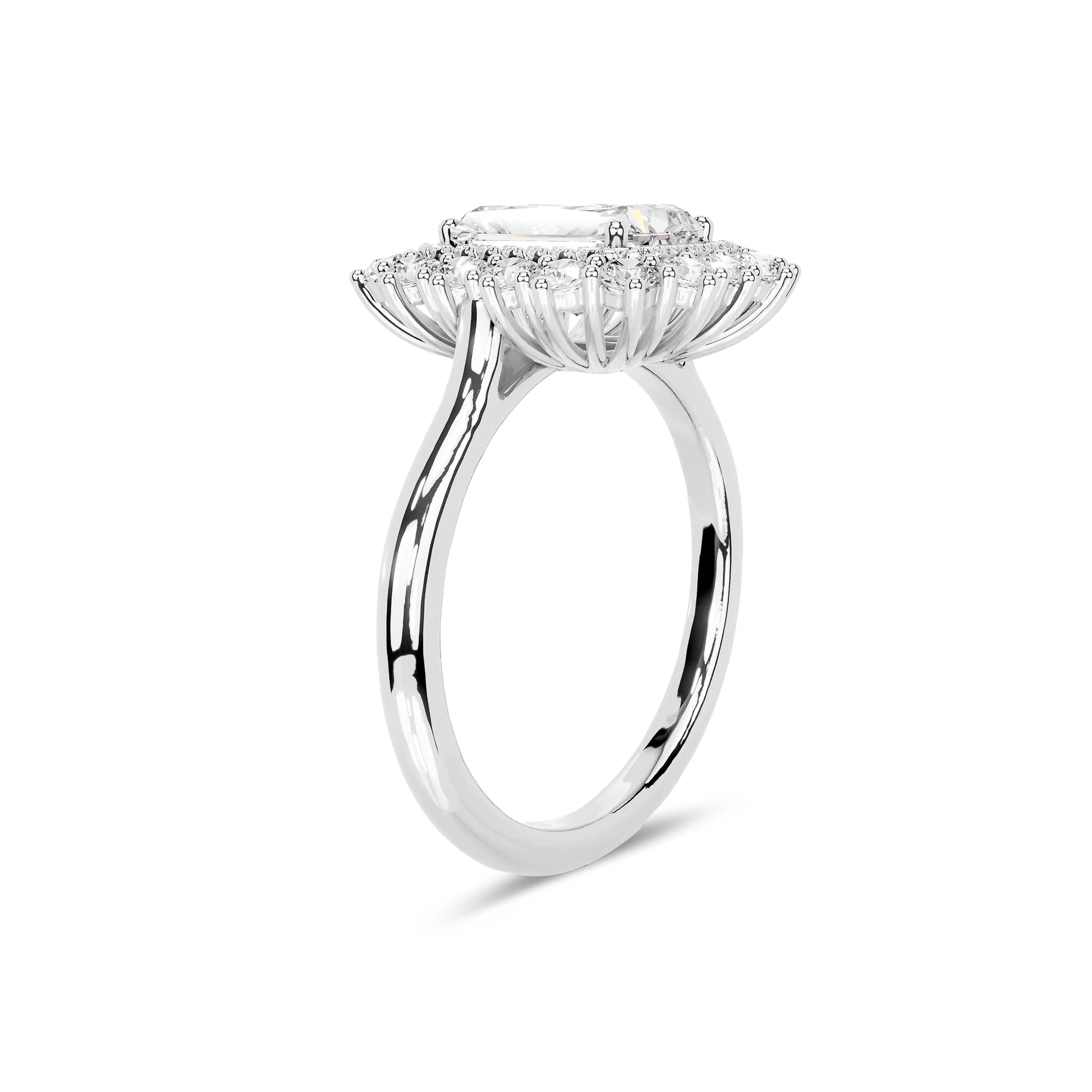 Double Halo Radiant Lab Diamond Ring in Platinum 4 Prong Setting - Neoshine