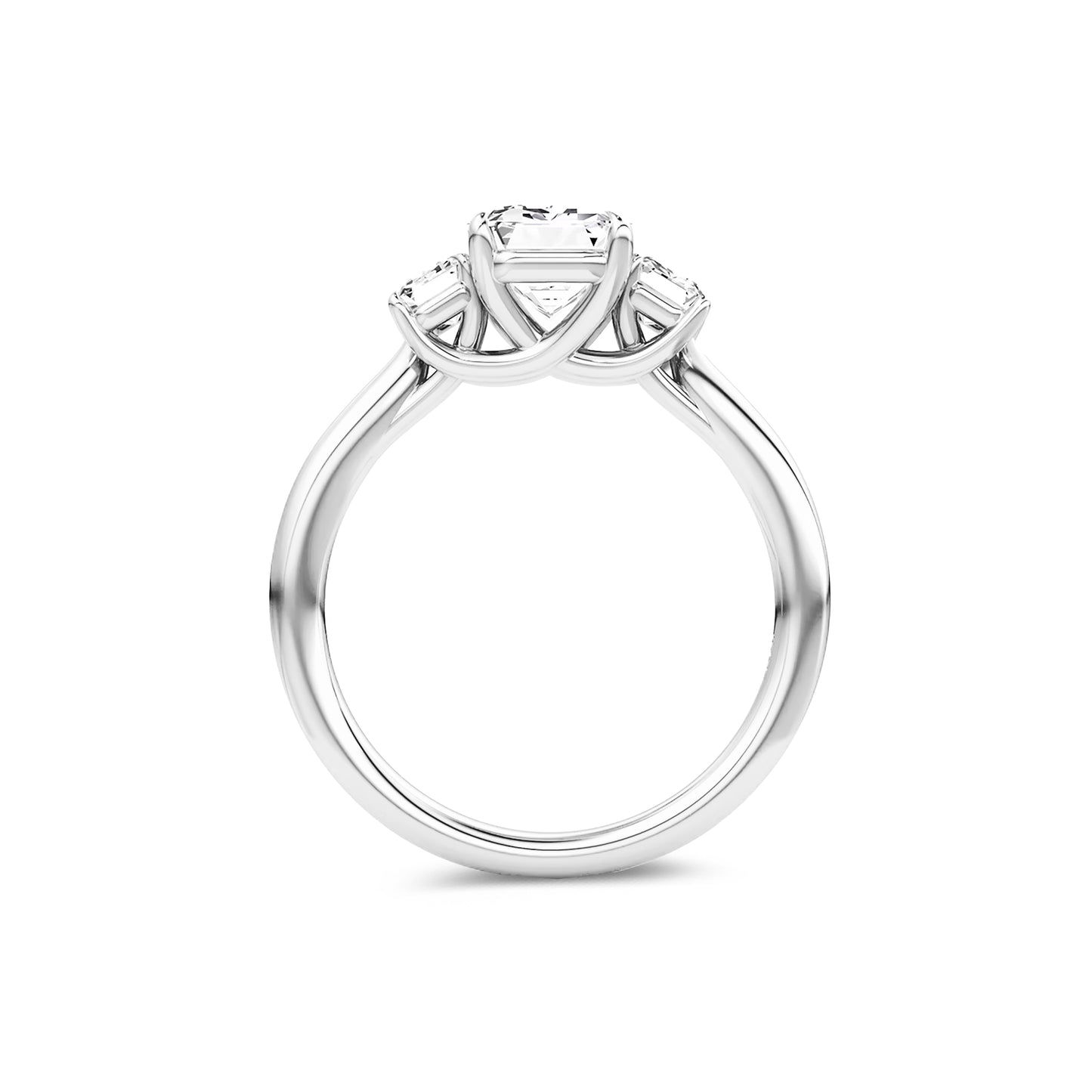 Three Stone Emerald Lab Diamond Ring in Platinum 4 Prong Setting - Neoshine
