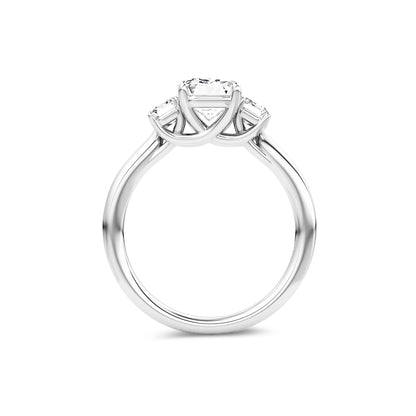 Three Stone Emerald Lab Diamond Ring in Platinum 4 Prong Setting - Neoshine