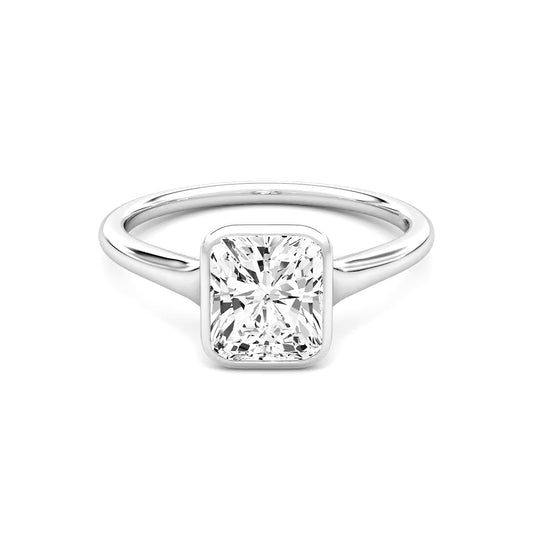 Bezel Radiant Lab Diamond Ring in Platinum Setting - Neoshine