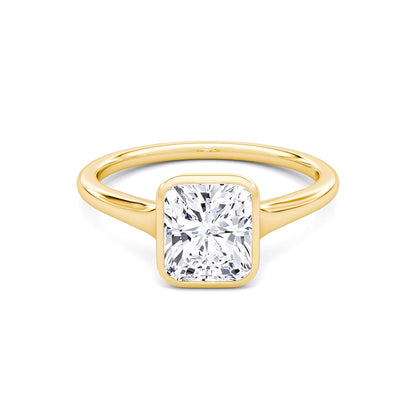 Bezel Radiant Lab Diamond Ring in 18K Yellow Gold Setting - Neoshine