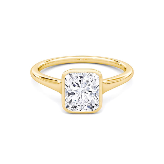 Bezel Radiant Lab Diamond Ring in 18K Yellow Gold Setting - Neoshine