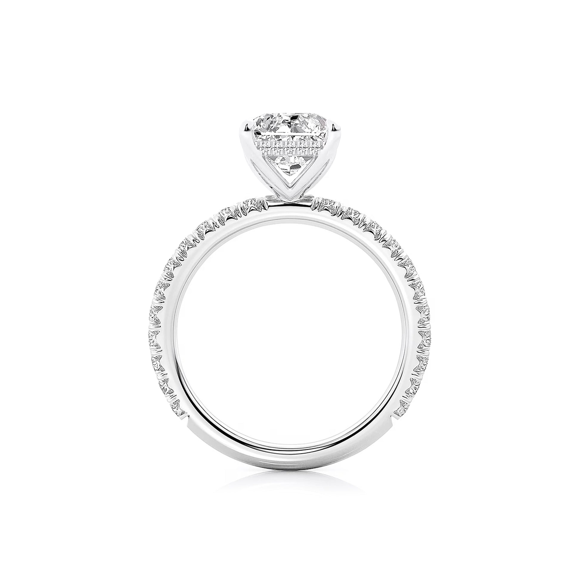 Bridal Set Radiant Lab Diamond Ring in Platinum 4 Prong Setting - Neoshine