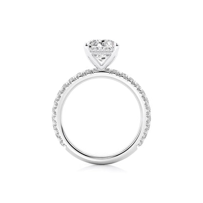 Bridal Set Radiant Lab Diamond Ring in Platinum 4 Prong Setting - Neoshine