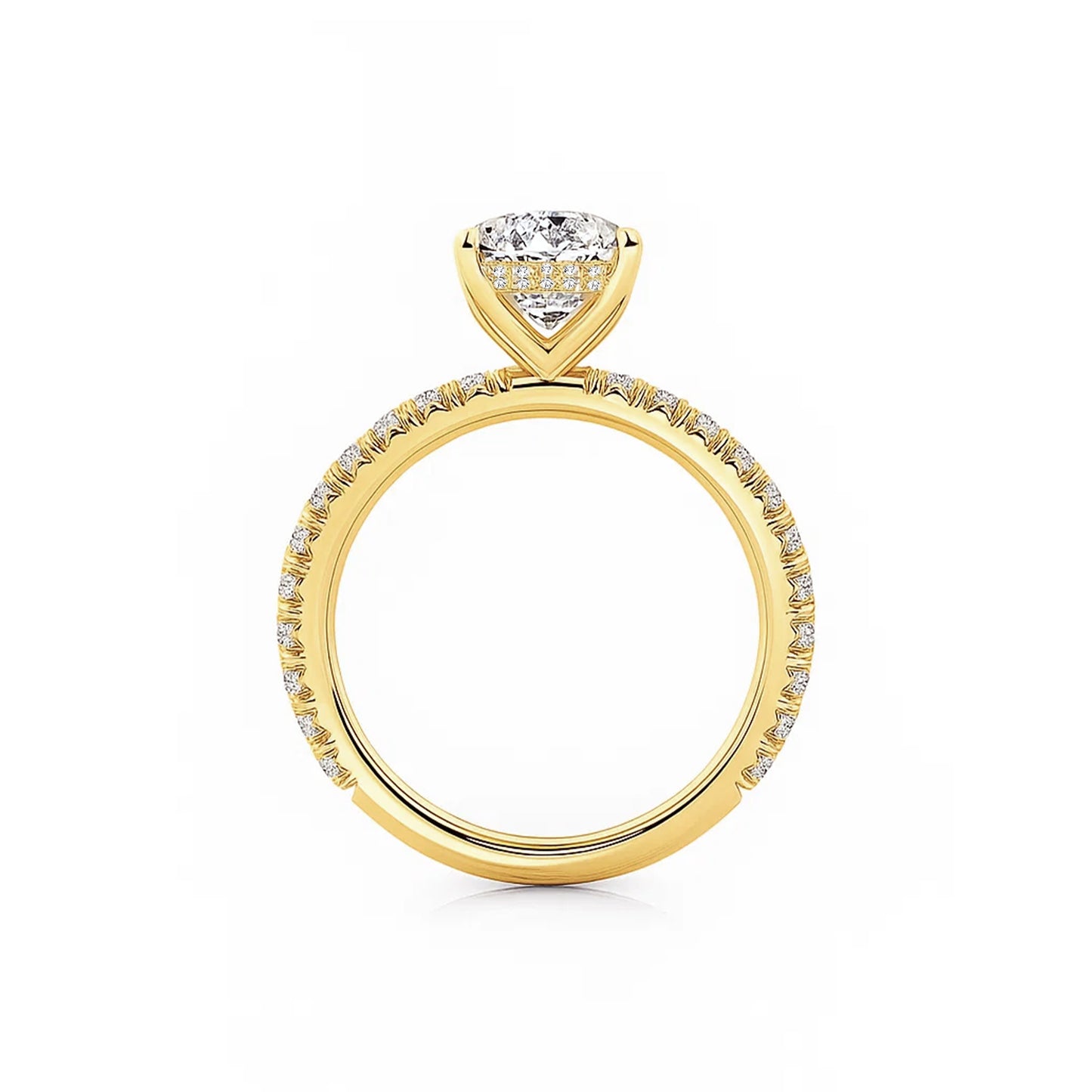 Bridal Set Radiant Lab Diamond Ring in 18K Yellow Gold 4 Prong Setting - Neoshine