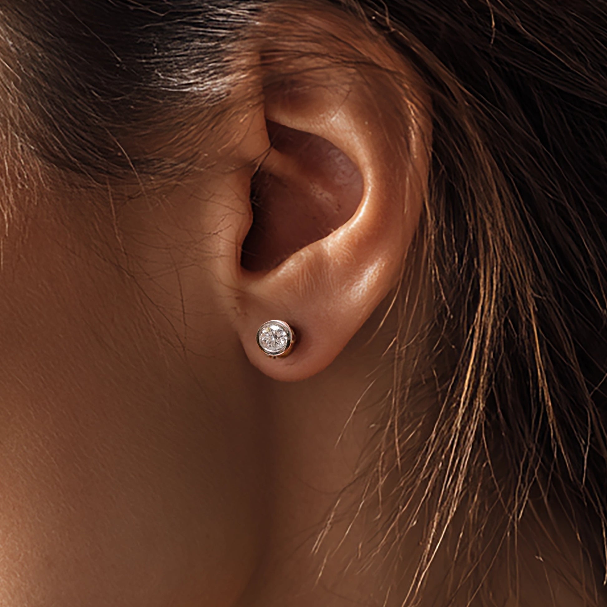 0.3CT Bezel Diamond Earrings - Neoshine