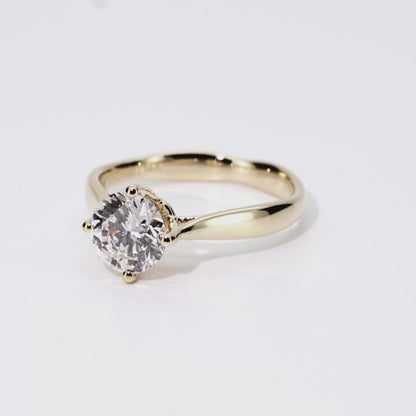 1.15ct Round Lab-Grown Diamond Ring in 14K Yellow Gold – VVS1, G Color, Ideal Cut Size 5