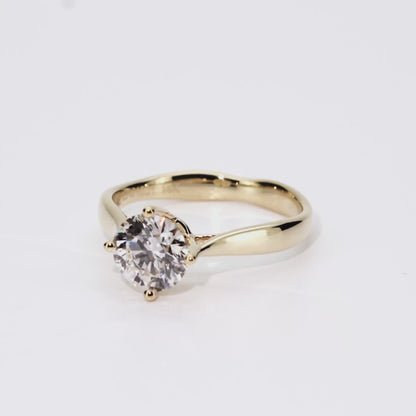 1.13ct Round Lab-Grown Diamond Ring in 14K Yellow Gold – VS1, G Color, Ideal Cut Size 5